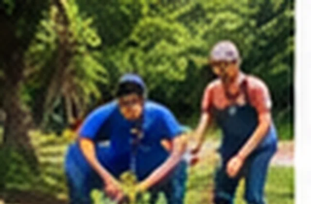 Moradores plantando árvores em área verde de Embu das Artes
